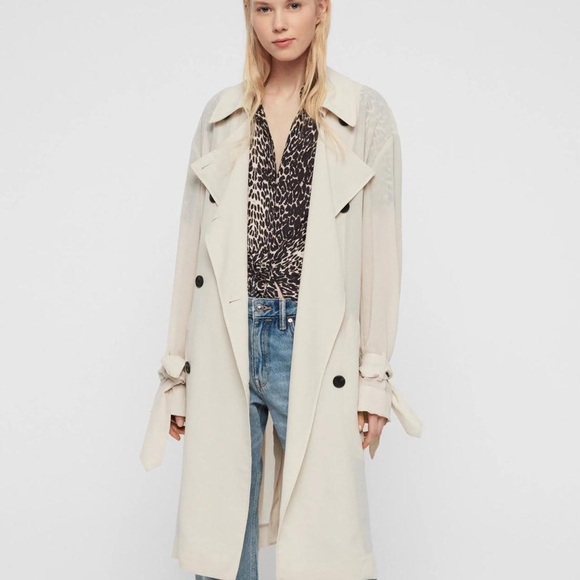 NWT Allsaints Bria Trench Oyster White Beige - Picture 4 of 8